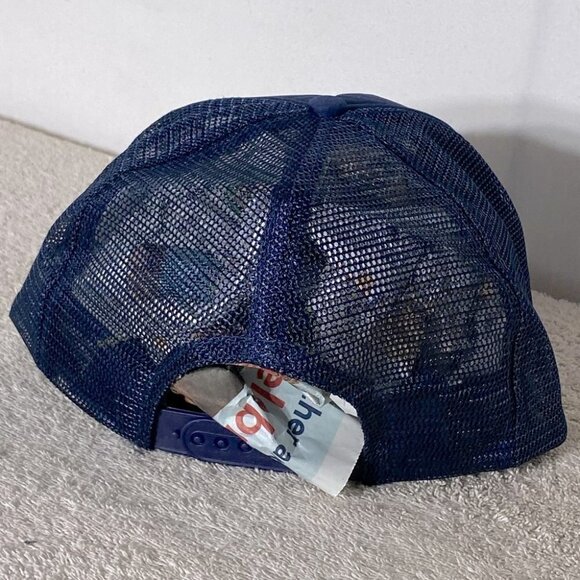 Vintage Navy Blue Loomis Snap Back Mesh Back Trucker Style Hat - Picture 4 of 13
